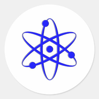 atoom blauw ronde sticker