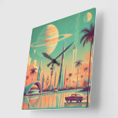 Atoom Futuristisch New Florida Vierkante Klok (Hoek)