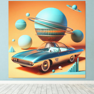 Atoom Futuristische Hemelzicht Cruiser Auto Canvas Afdruk