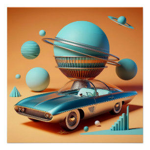 Atoom Futuristische Hemelzicht Cruiser Auto Perfect Poster