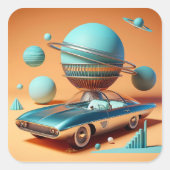 Atoom Futuristische Hemelzicht Cruiser Auto  Vierkante Sticker (Voorkant)
