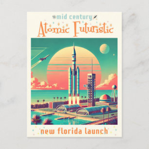 Atoom Futuristische Nieuwe Florida Lanceerplaats Briefkaart