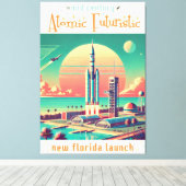 Atoom Futuristische Nieuwe Florida Lanceerplaats Canvas Afdruk (Insitu (Houten vloer))