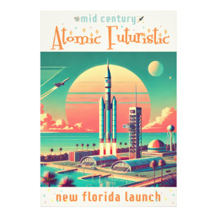 Atoom Futuristische Nieuwe Florida Lanceerplaats Foto Afdruk