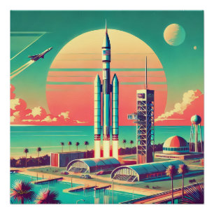 Atoom Futuristische Nieuwe Florida Lanceerplaats Perfect Poster