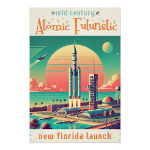 Atoom Futuristische Nieuwe Florida Lanceerplaats Perfect Poster