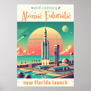 Atoom Futuristische Nieuwe Florida Lanceerplaats Poster