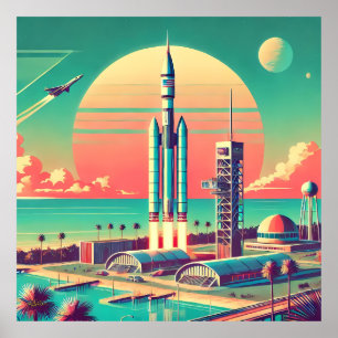 Atoom Futuristische Nieuwe Florida Lanceerplaats Poster