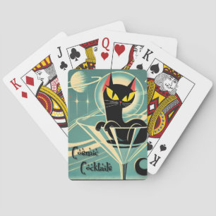 Atoom Futuristische Ruimte Tijdperk Zwarte Kat Mar Pokerkaarten