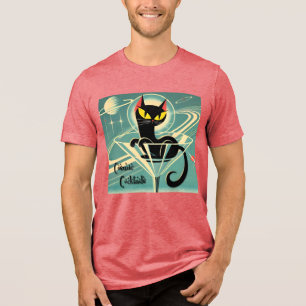 Atoom Futuristische Ruimte Tijdperk Zwarte Kat Mar Tri-Blend Shirt