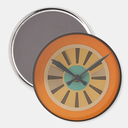 Atoom Futuristische Sinaasappelschijf Klok Afbeeld Magneet (Voorkant / Achterkant)