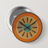 Atoom Futuristische Sinaasappelschijf Klok Afbeeld Ronde Button 7,6 Cm (Voorkant /achterkant)