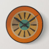 Atoom Futuristische Sinaasappelschijf Klok Afbeeld Ronde Button 7,6 Cm (Voorkant)