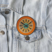 Atoom Futuristische Sinaasappelschijf Klok Afbeeld Ronde Button 7,6 Cm (In situ)