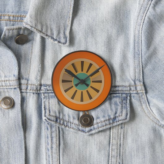 Atoom Futuristische Sinaasappelschijf Klok Afbeeld Ronde Button 7,6 Cm (In situ)