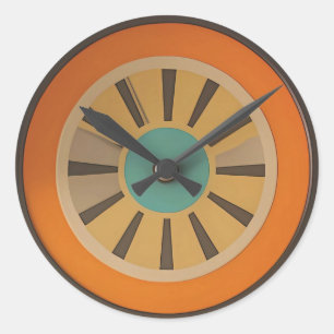 Atoom Futuristische Sinaasappelschijf Klok Afbeeld Ronde Sticker