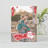 Atoom Retro Aangepaste Platte Kerst Foto Kaart (Staand voorkant)