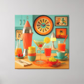Atoom Retro Futuristische Martini Breakfast Bar Canvas Afdruk (Voorkant)