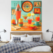 Atoom Retro Futuristische Martini Breakfast Bar Canvas Afdruk (Insitu (Slaapkamer))