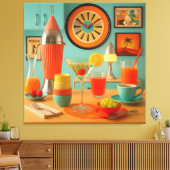 Atoom Retro Futuristische Martini Breakfast Bar Canvas Afdruk (Insitu (Woonkamer))