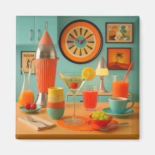 Atoom Retro Futuristische Martini Ontbijtbar Magneet