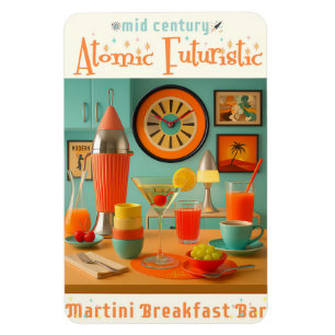 Atoom Retro Futuristische Martini Ontbijtbar Magneet