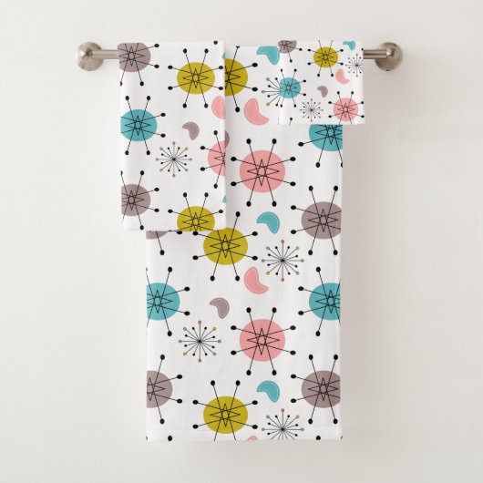 Atoom Retro Starburst Patroon Bad Handdoek (Insitu)