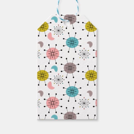 Atoom Retro Starburst Patroon Cadeaulabel (Voorkant)