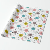 Atoom Retro Starburst Patroon Cadeaupapier (Uitgerold)