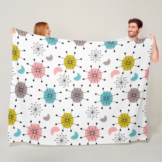 Atoom Retro Starburst Patroon Fleece Deken (In situ)