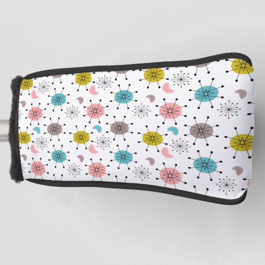 Atoom Retro Starburst Patroon Golfheadcover (Voorkant)