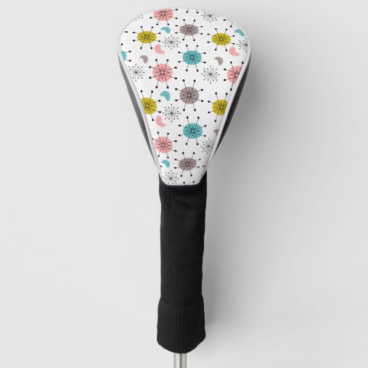 Atoom Retro Starburst Patroon Golfheadcover (Voorkant)