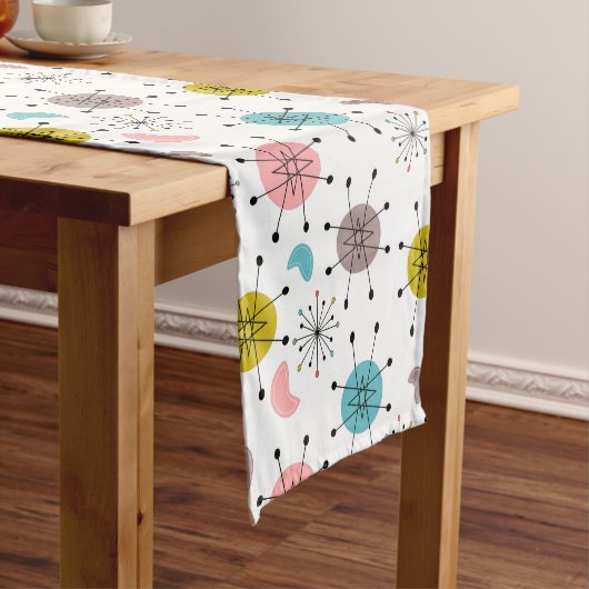 Atoom Retro Starburst Patroon Korte Tafelloper (Voorbeeld)