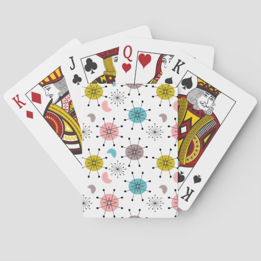 Atoom Retro Starburst Patroon Pokerkaarten (Achterkant)
