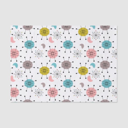 Atoom Retro Starburst Patroon Tissuepapier (Voorkant)