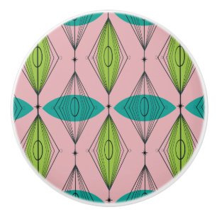 Atoom Roze Ceramische Knop Ogee & Starbursts