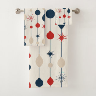Atoom Starburst Mid Century Modern Kerstmis Bad Handdoek