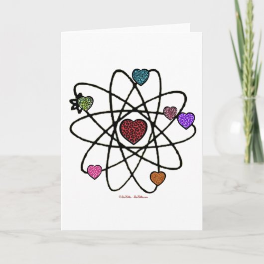 Atoom Valentijn Luipaardprint Harten Feestdagen Kaart (Voorkant)