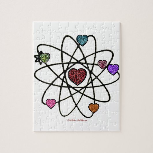 Atoom Valentijn Luipaardprint Harten Legpuzzel (Verticaal)
