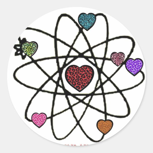 Atoom Valentijn Luipaardprint Harten Ronde Sticker (Voorkant)