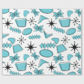 Atoomblauw en zwart op grote schaal cadeaupapier (Vlak)