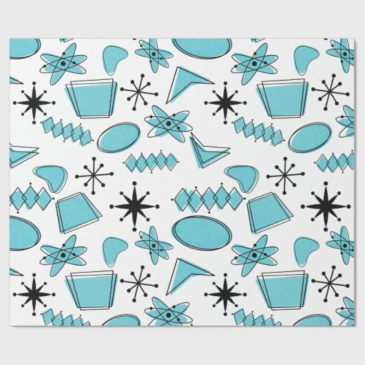 Atoomblauw en zwart op grote schaal cadeaupapier (Vlak)