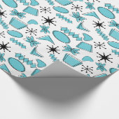 Atoomblauw en zwart op witte schaal cadeaupapier (Hoek)