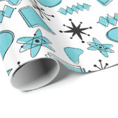 Atoomblauw en zwart op witte schaal cadeaupapier (Rol Hoek)