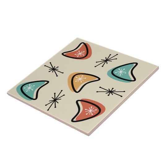 Atoomboemerangs Starbursts veelkleurig Tegeltje (Zijkant)