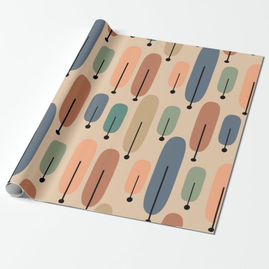 atoombomen Retro Cadeaupapier (Uitgerold)