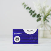 atoomcirkels - Blauw geborsteld textiel Visitekaartje (Staand voorkant)