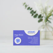 atoomcirkels - Blauw geverfde papiertextuur Visitekaartje (Staand voorkant)