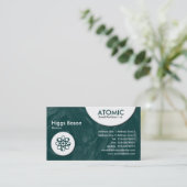 atoomcirkels - Donkergroene geborstelde structuur Visitekaartje (Staand voorkant)