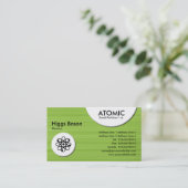 atoomcirkels - groene geborstelde structuur visitekaartje (Staand voorkant)